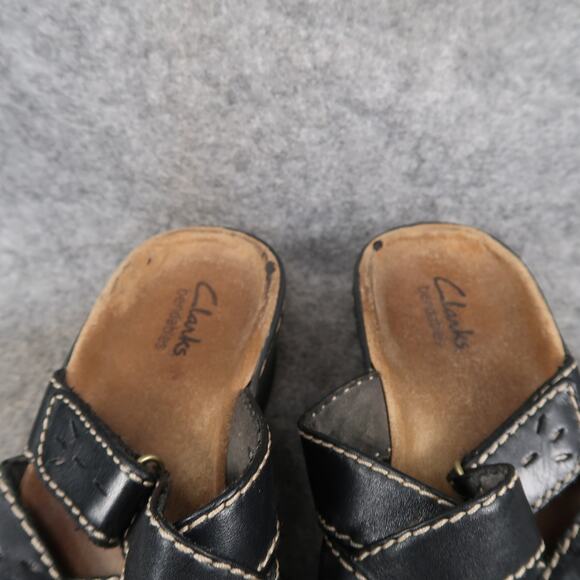 Clarks Shoes Womens 7.5 Sandals Fashion Slip On Bendables Leather Wedge Comfort - Picture 3 of 12